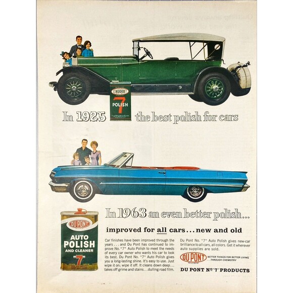 Du Pont Auto Polish and Cleaner 1925 to '63 Best Polish for Cars" Print Ad 1963 - Picture 1 of 3